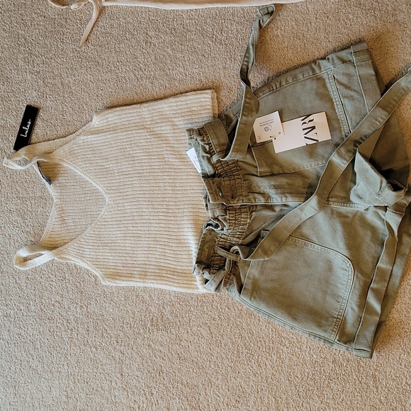 Zara green paperbag shorts - Picture 4 of 4